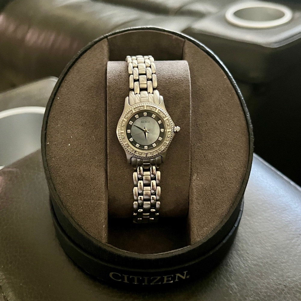 Citizen Eco-Drive Silver Stainless Steel Women's Watch With Diamonds